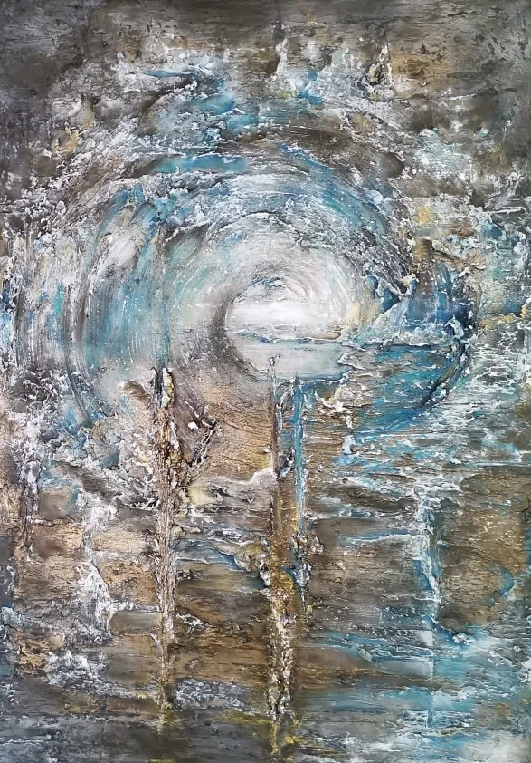 Apstraktna slika, miks media, 100×70 cm, 2022 — umetnica NeRa