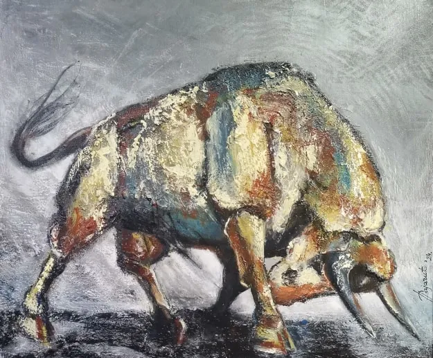 Apstraktna slika, miks media, 100×80 cm, 2024 — umetnica NeRa