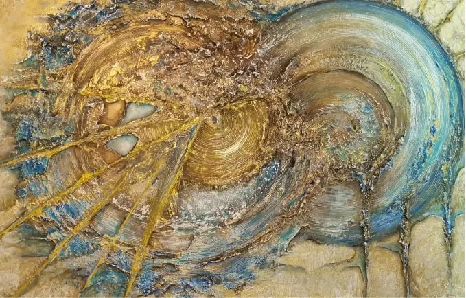 Apstraktna slika, miks media, 150×100 cm, 2022 — umetnica NeRa