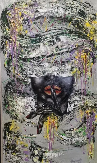 Slika iz ciklusa Motiv žene, akril, 120×70 cm, 2021 — umetnica NeRa
